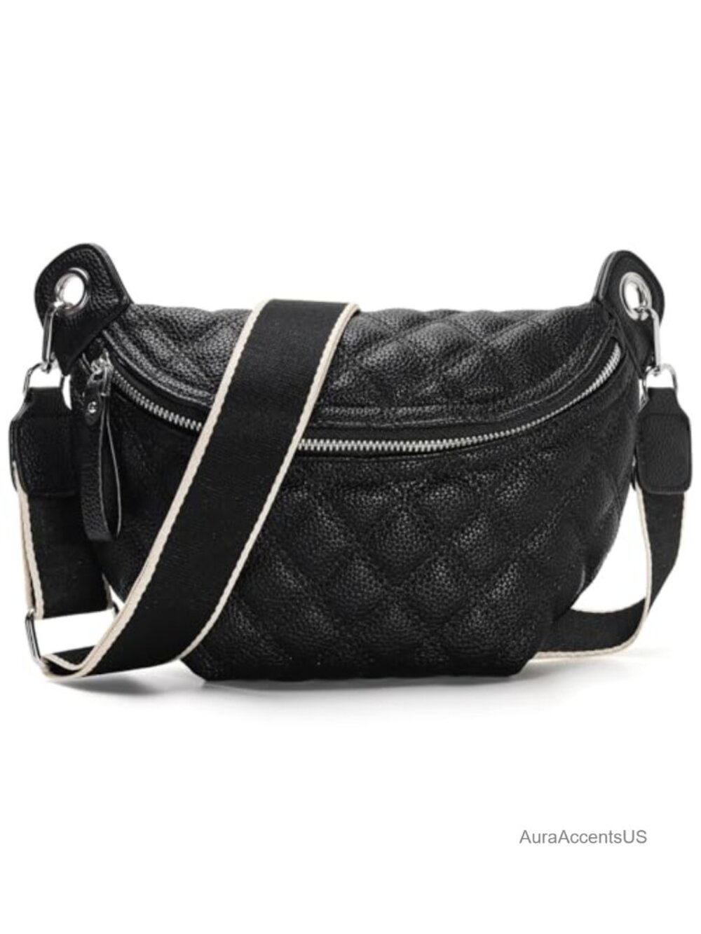 Quilted PU Leather Crossbody Waist Pack Sling Bag with Adjustable Belt